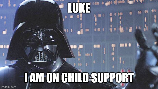 Star wars for adults | LUKE; I AM ON CHILD SUPPORT | image tagged in starwars | made w/ Imgflip meme maker