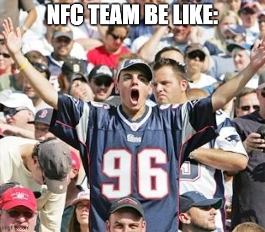 nfc | NFC TEAM BE LIKE: | image tagged in sports fans | made w/ Imgflip meme maker