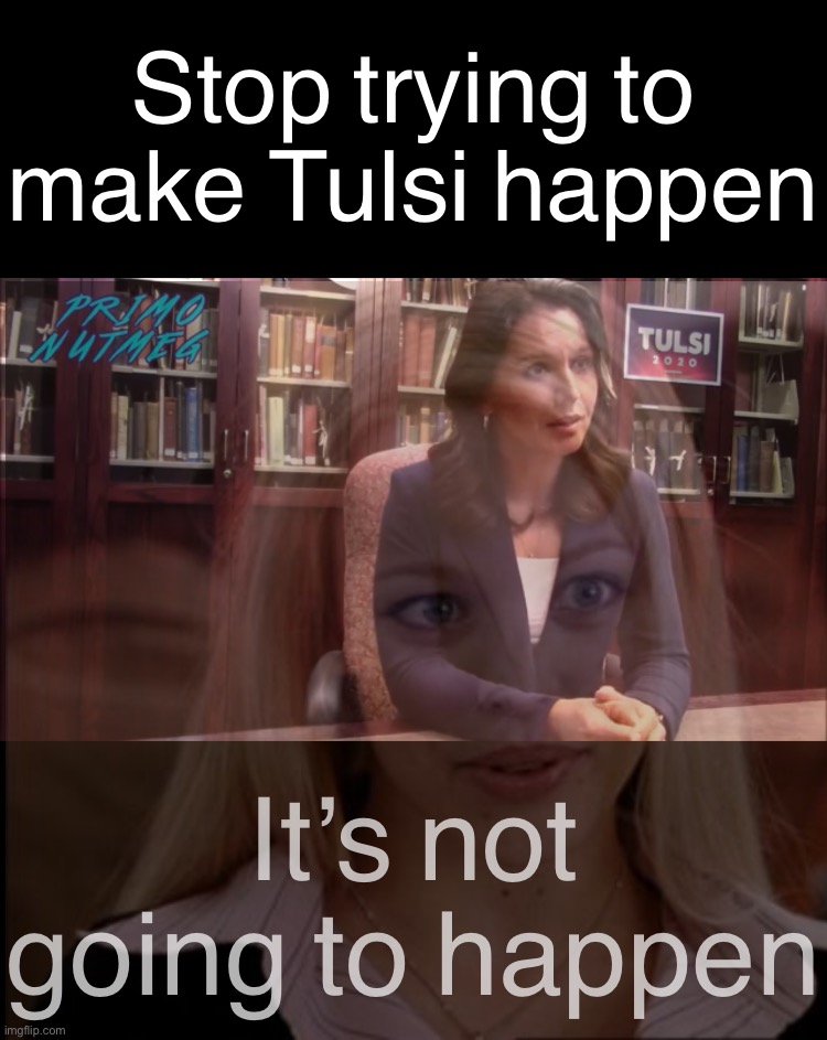 Tulsi Gabbard is not going to happen. —Signed, the DNC | Stop trying to make Tulsi happen It’s not going to happen | made w/ Imgflip meme maker