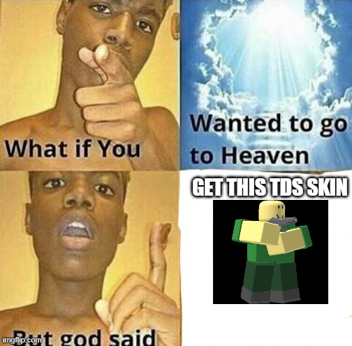 What if you wanted to go to Heaven |  GET THIS TDS SKIN | image tagged in what if you wanted to go to heaven | made w/ Imgflip meme maker