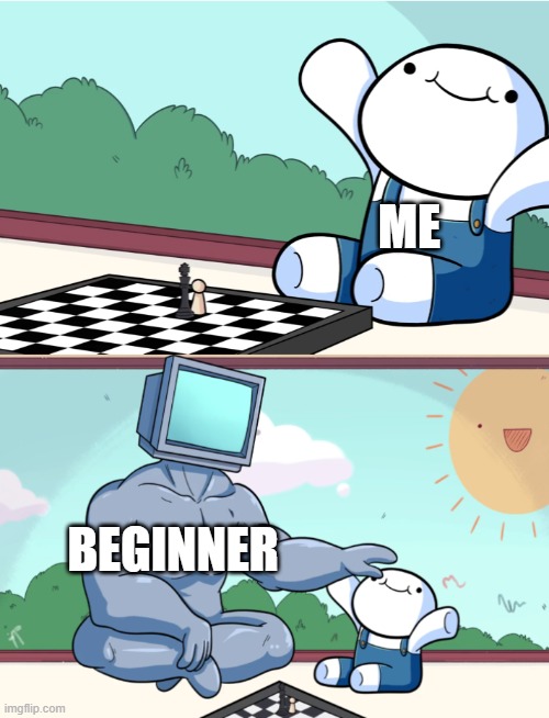 odd1sout vs computer chess | ME; BEGINNER | image tagged in odd1sout vs computer chess,chess | made w/ Imgflip meme maker