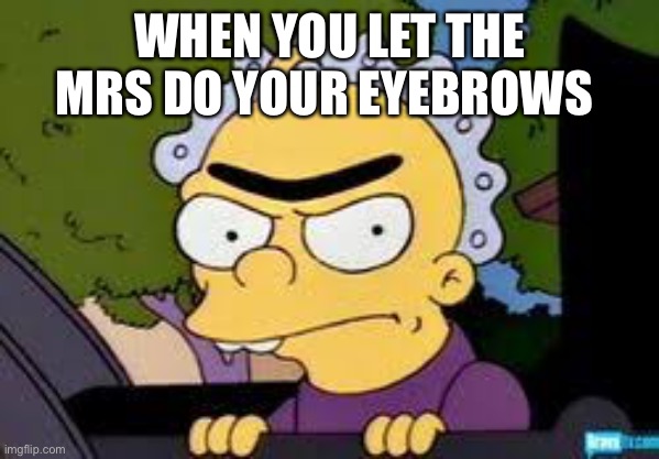 Eyebrows | WHEN YOU LET THE MRS DO YOUR EYEBROWS | image tagged in eyebrows,the simpsons | made w/ Imgflip meme maker