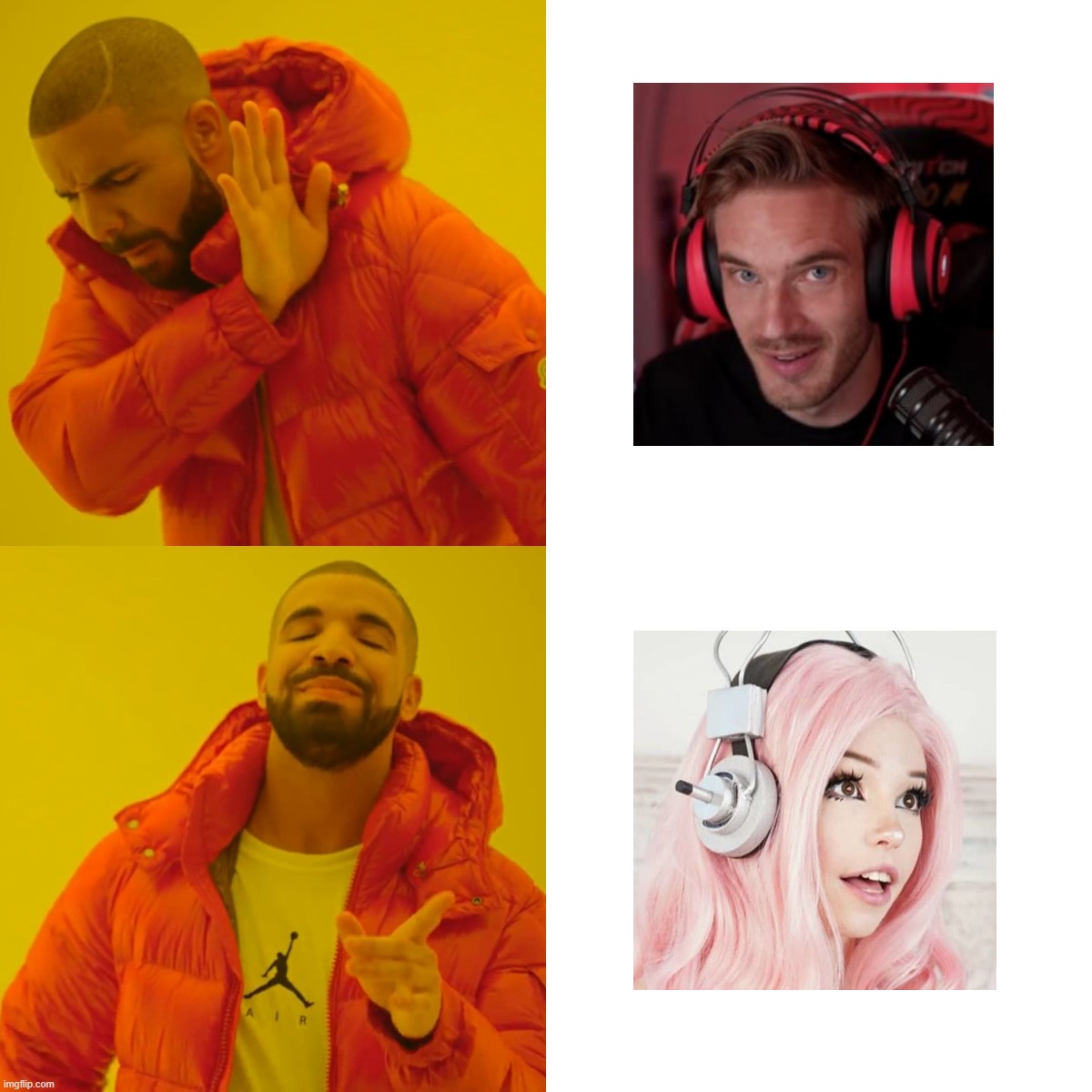 im getting brain cancer from the fact that so little people love queen delphine | image tagged in memes,drake hotline bling | made w/ Imgflip meme maker