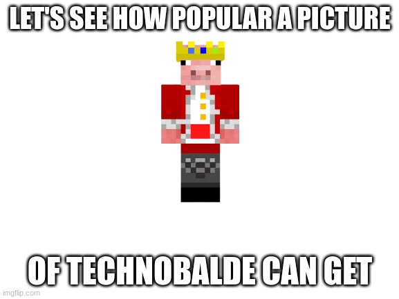 lets see | LET'S SEE HOW POPULAR A PICTURE; OF TECHNOBALDE CAN GET | image tagged in blank white template | made w/ Imgflip meme maker