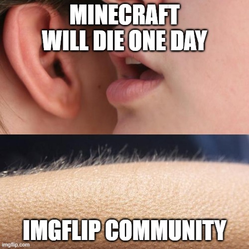 Whisper and Goosebumps | MINECRAFT WILL DIE ONE DAY; IMGFLIP COMMUNITY | image tagged in whisper and goosebumps | made w/ Imgflip meme maker