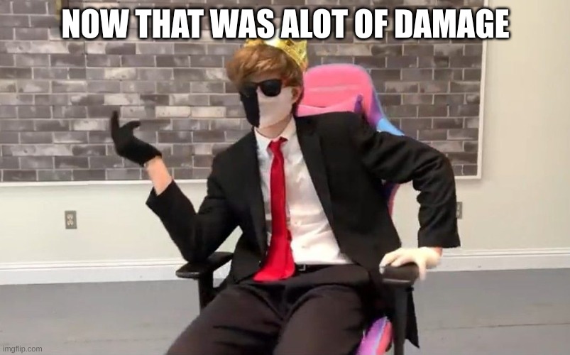 Ranboo | NOW THAT WAS ALOT OF DAMAGE | image tagged in ranboo | made w/ Imgflip meme maker