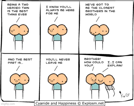 Brothers | image tagged in comics/cartoons,comics,brothers,heads,head,cyanide and happiness | made w/ Imgflip meme maker