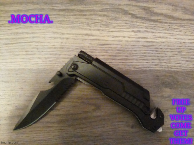 True | .MOCHA. FREE UP VOTES COME GET THEM! | image tagged in knife | made w/ Imgflip meme maker