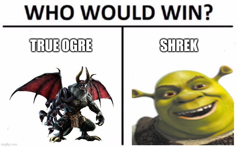 It's all ogre now | TRUE OGRE; SHREK | image tagged in memes,who would win,shrek,tekken,ogre,fighting games | made w/ Imgflip meme maker