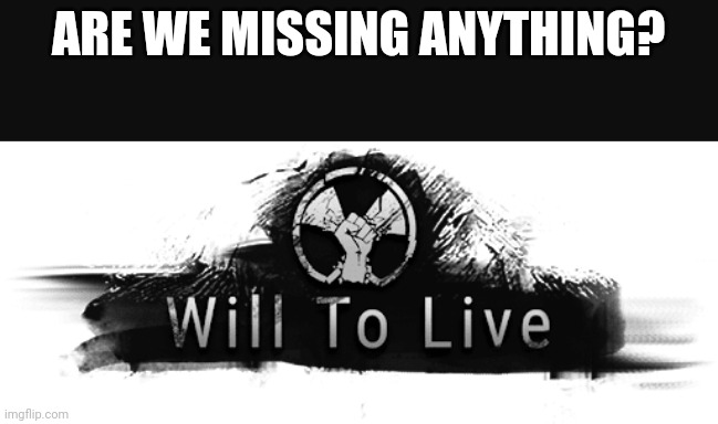Will to live | ARE WE MISSING ANYTHING? | image tagged in will to live | made w/ Imgflip meme maker