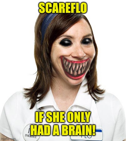 Scareflo | SCAREFLO; IF SHE ONLY HAD A BRAIN! | image tagged in scareflo,memes | made w/ Imgflip meme maker