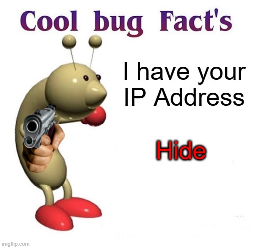 Uh oh | I have your IP Address; Hide | image tagged in cool bug facts | made w/ Imgflip meme maker