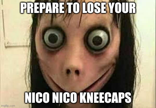 Momo | PREPARE TO LOSE YOUR; NICO NICO KNEECAPS | image tagged in momo | made w/ Imgflip meme maker