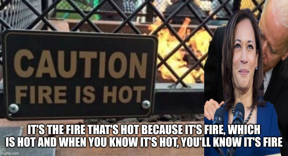 Daily Affirmations with Kamala Harris | IT'S THE FIRE THAT'S HOT BECAUSE IT'S FIRE, WHICH IS HOT AND WHEN YOU KNOW IT'S HOT, YOU'LL KNOW IT'S FIRE | made w/ Imgflip meme maker