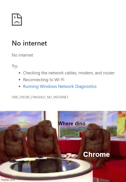 Hmm |  Where dino; Chrome | image tagged in where monkey | made w/ Imgflip meme maker