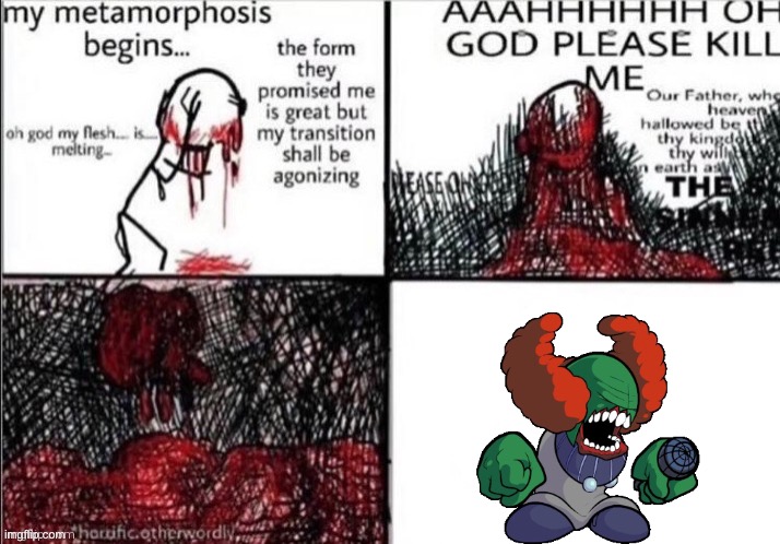 Hofnarr to tricky lore | image tagged in metamorphosis blank | made w/ Imgflip meme maker