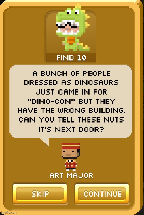 Furcon reference in tiny tower Vegas, just restarted it lmao | made w/ Imgflip meme maker