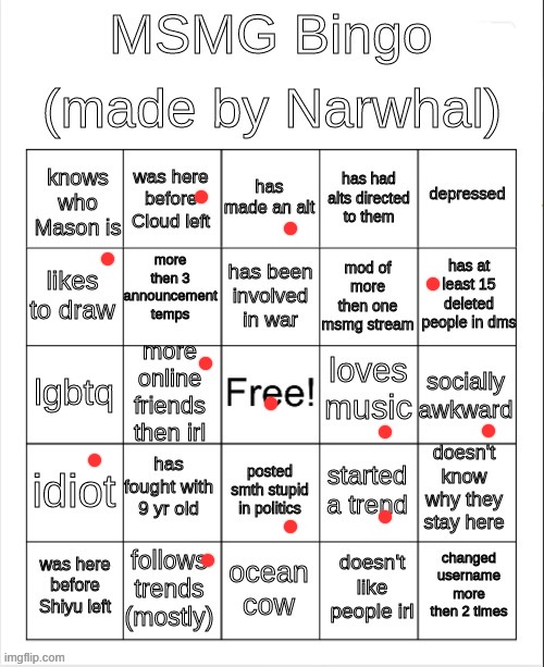 t | image tagged in msmg bingo | made w/ Imgflip meme maker