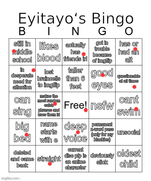 Eyitayo‘s MSMG Bingo | image tagged in eyitayo s msmg bingo | made w/ Imgflip meme maker