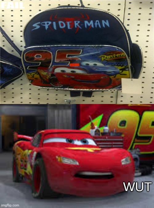 Cars | image tagged in lightning mcqueen wut,cars,spiderman,you had one job,backpack,memes | made w/ Imgflip meme maker