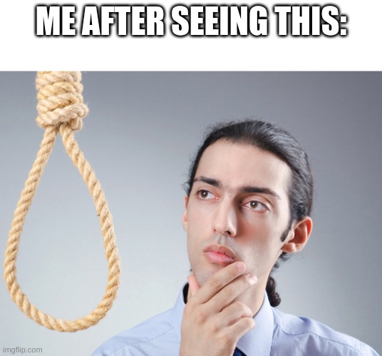 noose | ME AFTER SEEING THIS: | image tagged in noose | made w/ Imgflip meme maker