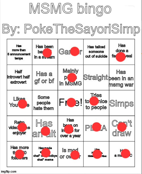 trying all the msmg bingos | image tagged in msmg bingo by poke | made w/ Imgflip meme maker