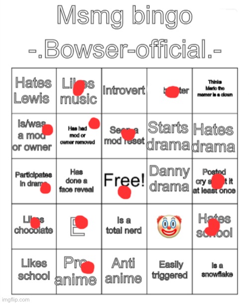 ive had mod and owner removed bc ive been thru about 6 arkuum dramas | image tagged in msmg bingo - bowser-official - version | made w/ Imgflip meme maker