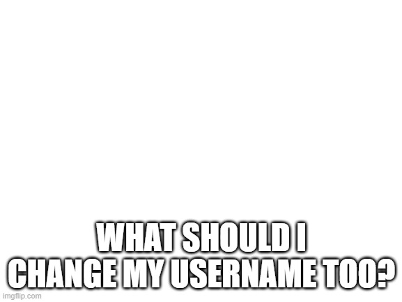 Comment pls | WHAT SHOULD I CHANGE MY USERNAME TOO? | image tagged in blank white template | made w/ Imgflip meme maker
