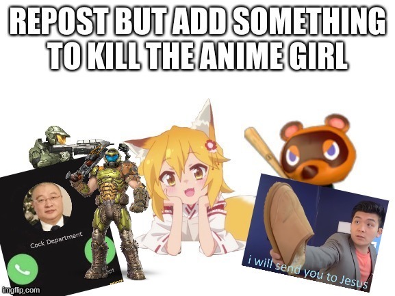 Rip and tear apart the cat girl | image tagged in doomguy | made w/ Imgflip meme maker