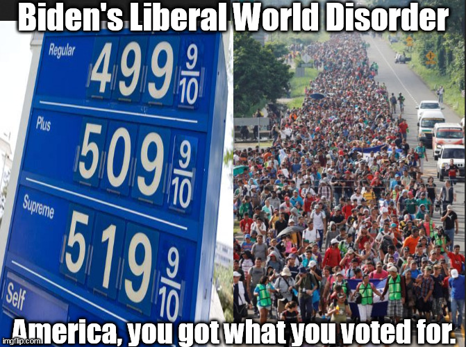 Welcome to Biden's "Liberal World Order" And worse is yet to come day by day by day... | Biden's Liberal World Disorder; America, you got what you voted for. | image tagged in memes,politics | made w/ Imgflip meme maker