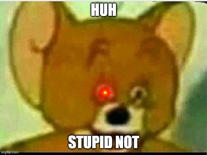 huh. | HUH; STUPID NOT | image tagged in jerry | made w/ Imgflip meme maker