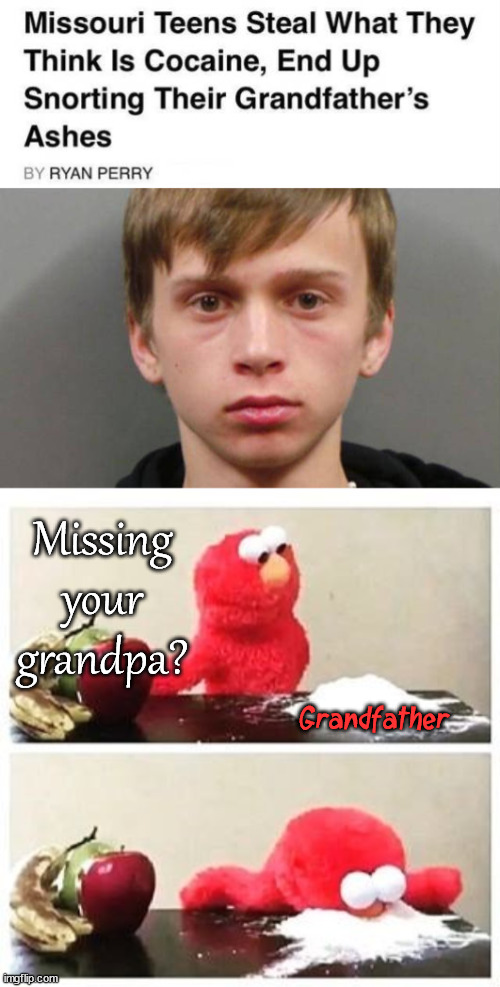 Will have Grandpa with you forever |  Missing your grandpa? Grandfather | image tagged in elmo cocaine,grandpa,sniff | made w/ Imgflip meme maker