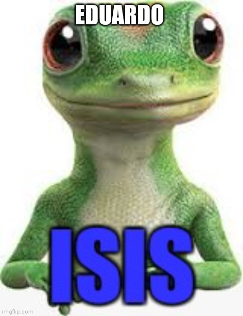 Isis Eduardo |  EDUARDO | image tagged in geico gecko | made w/ Imgflip meme maker