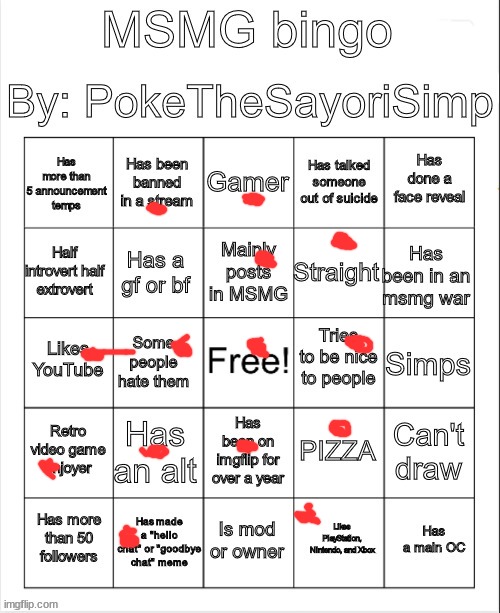 MSMG bingo by poke | image tagged in msmg bingo by poke | made w/ Imgflip meme maker