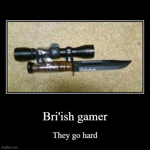 bri'ish gamer: | image tagged in funny,demotivationals | made w/ Imgflip demotivational maker