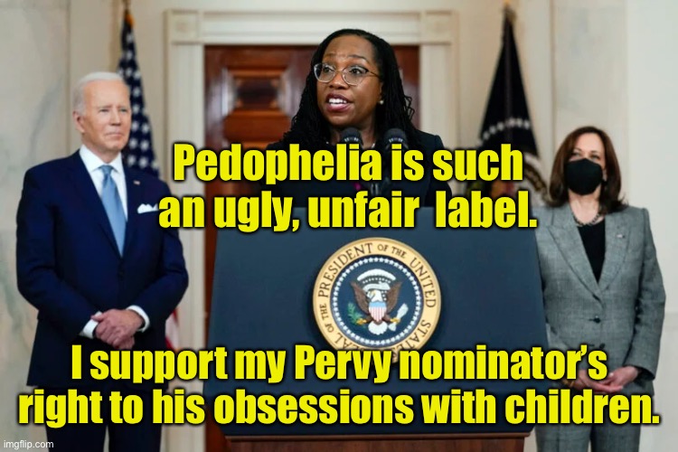 Supreme Court nominee | Pedophelia is such an ugly, unfair  label. I support my Pervy nominator’s right to his obsessions with children. | image tagged in joe biden,supreme court,pedophilia | made w/ Imgflip meme maker