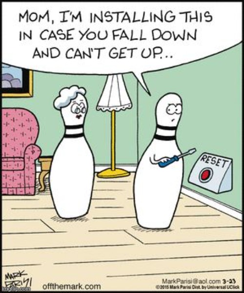 Installing the reset button | image tagged in comics/cartoons,comics,comic,bowling pins,bowling,reset button | made w/ Imgflip meme maker