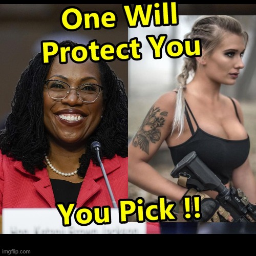 One Will Really Protect You - The other Will Just Say She will | image tagged in kbj,2nd amendment,memes | made w/ Imgflip meme maker