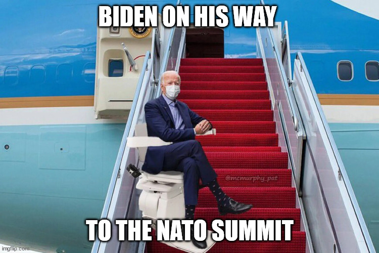 President Biden Headed to the Nato Summit | BIDEN ON HIS WAY; TO THE NATO SUMMIT | image tagged in president biden,biden,summit,nato,air force one | made w/ Imgflip meme maker