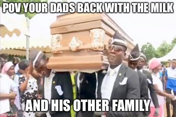 Lol | POV YOUR DADS BACK WITH THE MILK; AND HIS OTHER FAMILY | image tagged in lol so funny | made w/ Imgflip meme maker