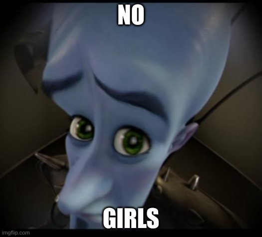 no girls | NO; GIRLS | image tagged in no bitches | made w/ Imgflip meme maker