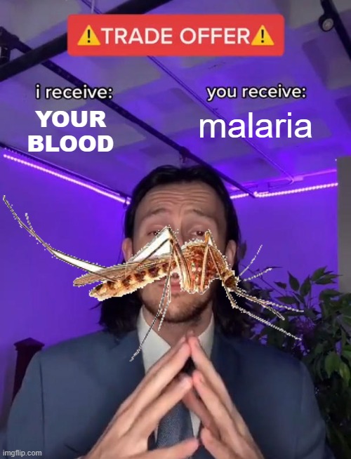 The Arrival of a Train at La Ciotat | YOUR BLOOD; malaria | image tagged in trade offer | made w/ Imgflip meme maker