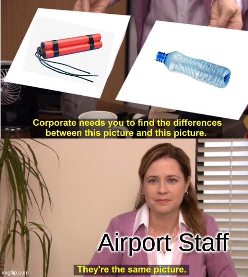 Same ting | Airport Staff | image tagged in memes,they're the same picture | made w/ Imgflip meme maker