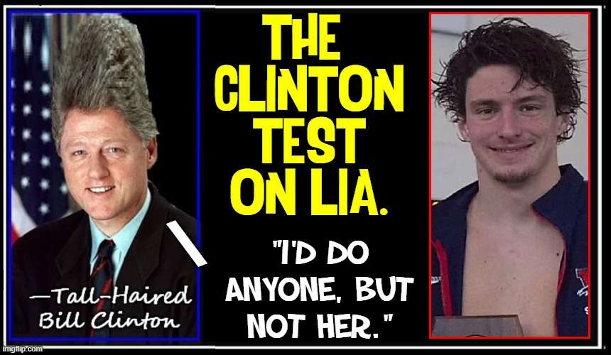 Test to Discover Correct Gender | THE 
CLINTON
TEST
ON LIA. "I'D DO
ANYONE, BUT
NOT HER."; \ | image tagged in vince vance,gender identity,transgender,2 genders,lia,memes | made w/ Imgflip meme maker