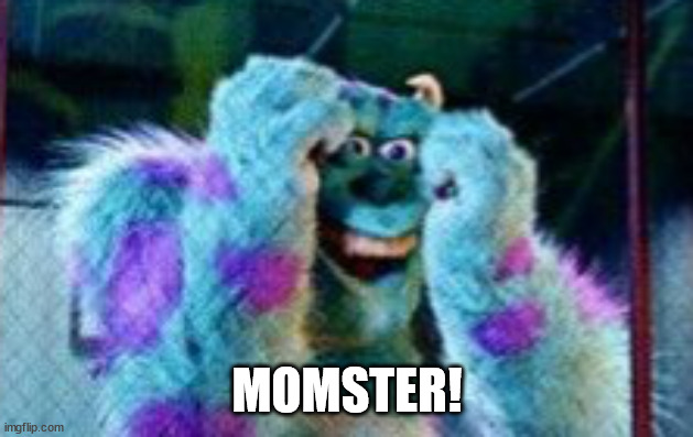 Sully Scared | MOMSTER! | image tagged in sully scared | made w/ Imgflip meme maker