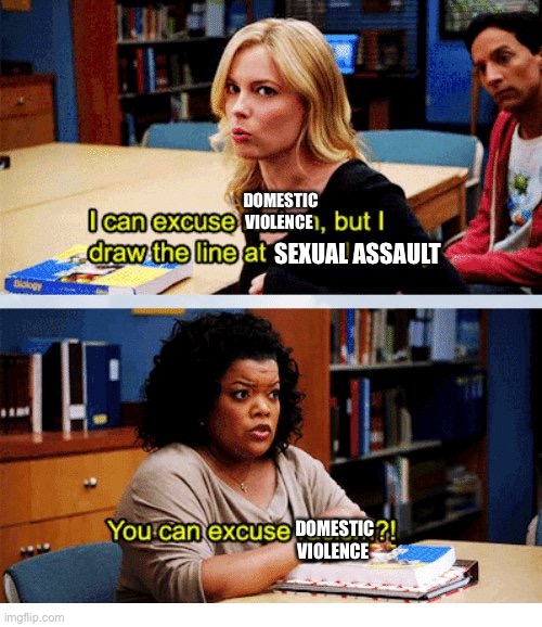 Community meme | DOMESTIC VIOLENCE; SEXUAL ASSAULT; DOMESTIC VIOLENCE | image tagged in community meme | made w/ Imgflip meme maker