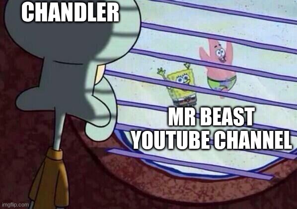 Squidward window | CHANDLER; MR BEAST YOUTUBE CHANNEL | image tagged in squidward window | made w/ Imgflip meme maker