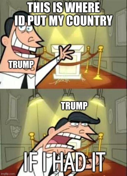 This Is Where I'd Put My Trophy If I Had One | THIS IS WHERE ID PUT MY COUNTRY; TRUMP; TRUMP; IF I HAD IT | image tagged in memes,this is where i'd put my trophy if i had one | made w/ Imgflip meme maker