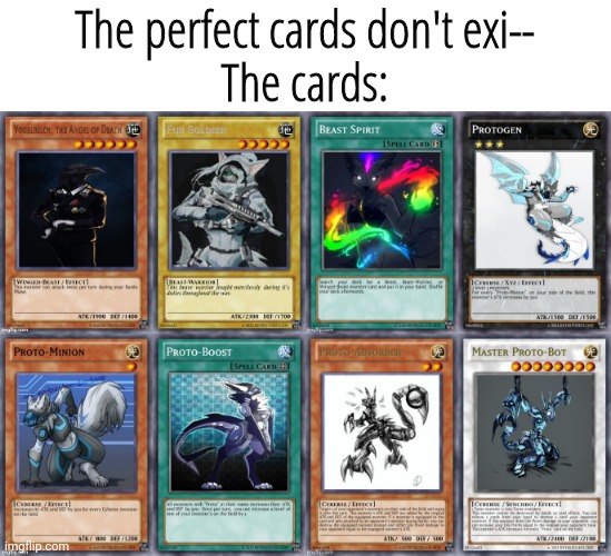 Furry Cards | The perfect cards don't exi--
The cards: | image tagged in furry,protogen,yugioh,card games | made w/ Imgflip meme maker