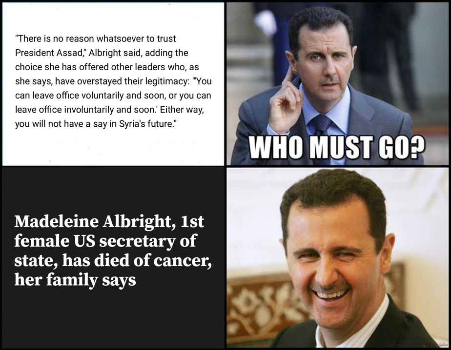 Albright dead assad Blank Meme Template